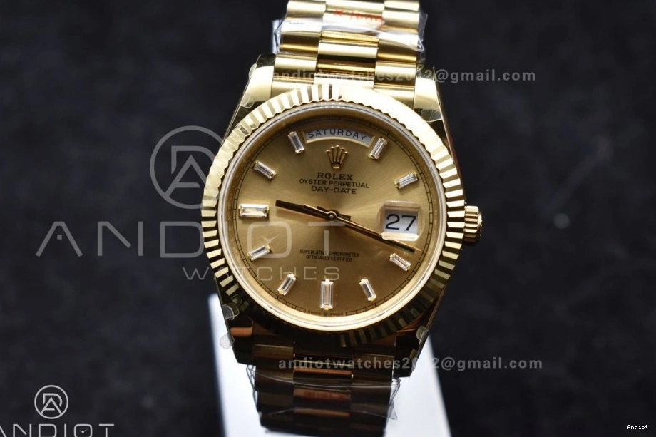 DayDate Bracelet 904L Gain President Steel GMF 40 YG Diamond Gold Markers A3255 Dial Weight V2 On 0111